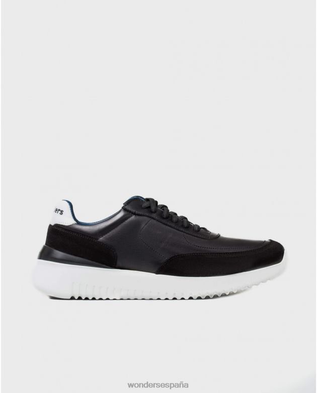 Deportivo negro/piel roto con cierre elástico hombres Wonders 40486451 calzado