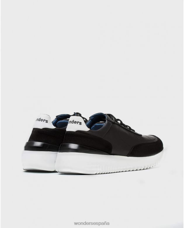 Deportivo negro/piel roto con cierre elástico hombres Wonders 40486451 calzado