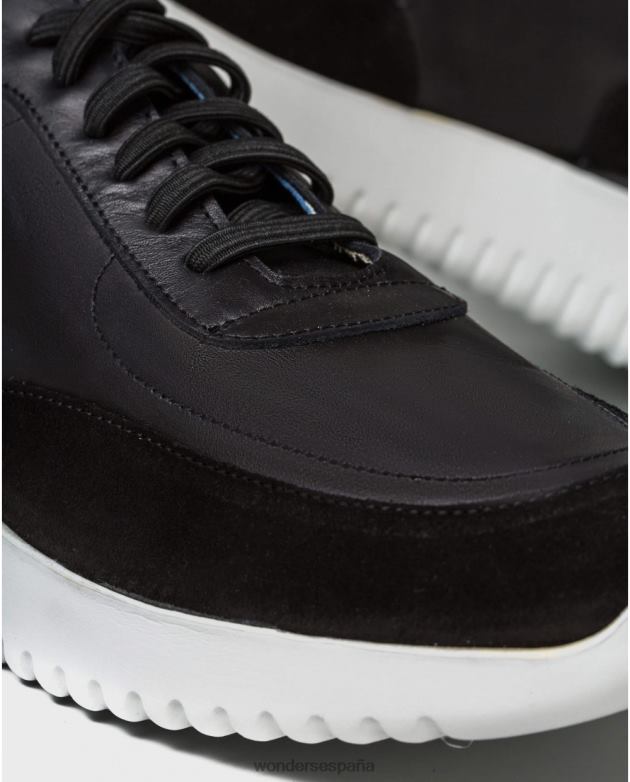Deportivo negro/piel roto con cierre elástico hombres Wonders 40486451 calzado