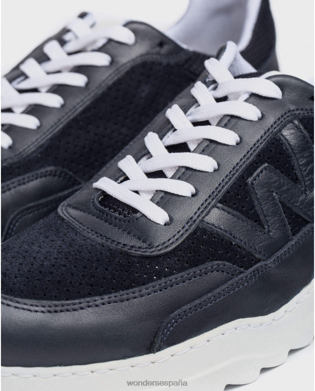 tenis de cuero marino con logo hombres Wonders 40486354 calzado