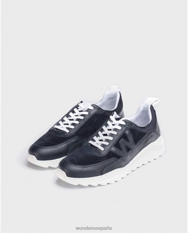 tenis de cuero marino con logo hombres Wonders 40486354 calzado
