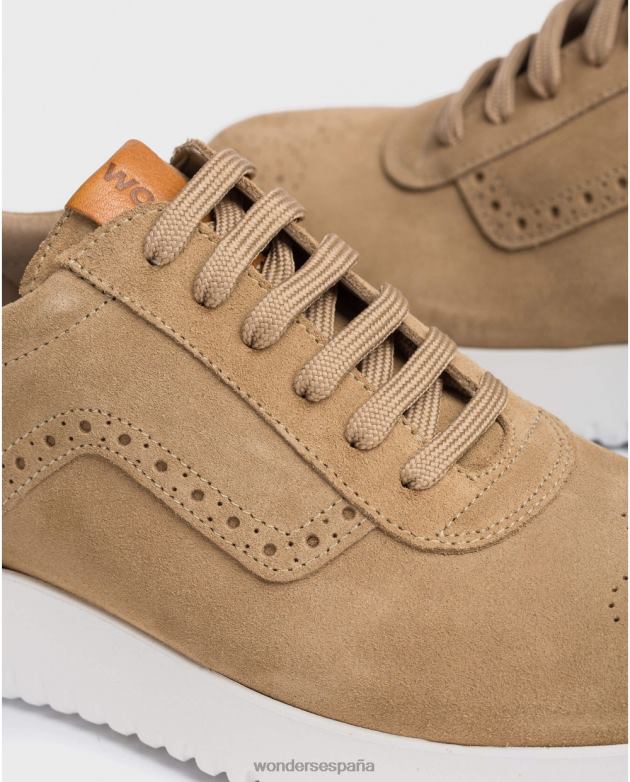 tenis de piel perforada color arena hombres Wonders 40486360 calzado