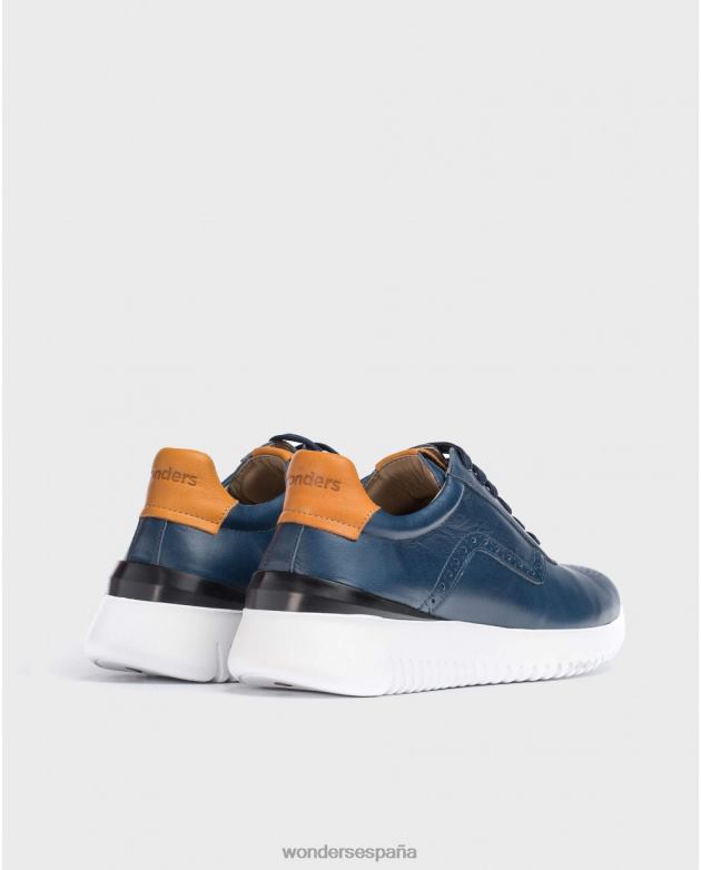 zapatilla de piel perforada marino hombres Wonders 40486359 calzado