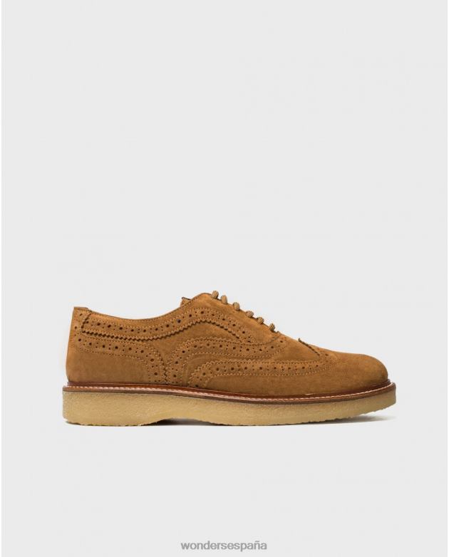 zapato piel camel con detalle brogue hombres Wonders 40486361 calzado