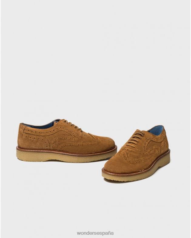 zapato piel camel con detalle brogue hombres Wonders 40486361 calzado