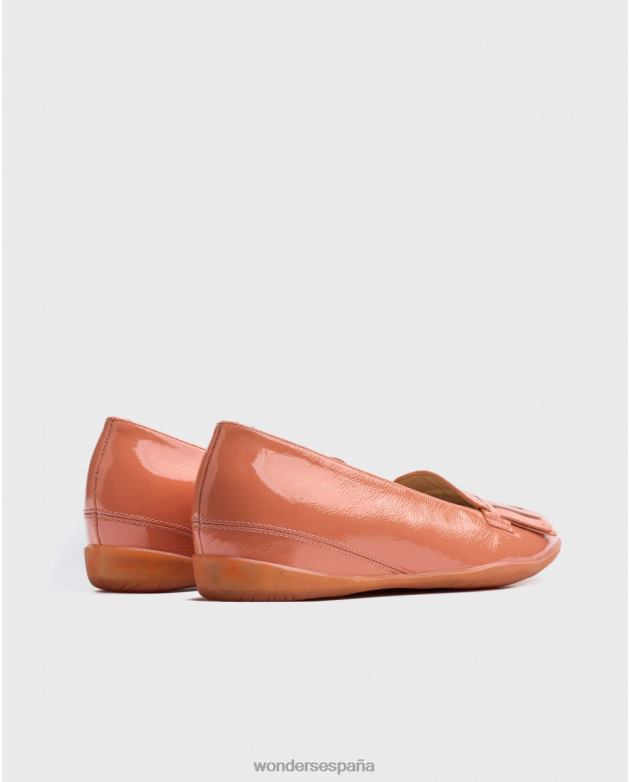 bailarina de piel color salmón con detalle de flecos mujer Wonders 40486424 calzado