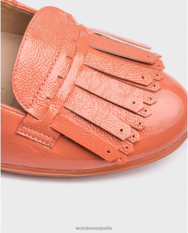 bailarina de piel color salmón con detalle de flecos mujer Wonders 40486424 calzado