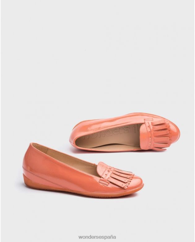 bailarina de piel color salmón con detalle de flecos mujer Wonders 40486424 calzado
