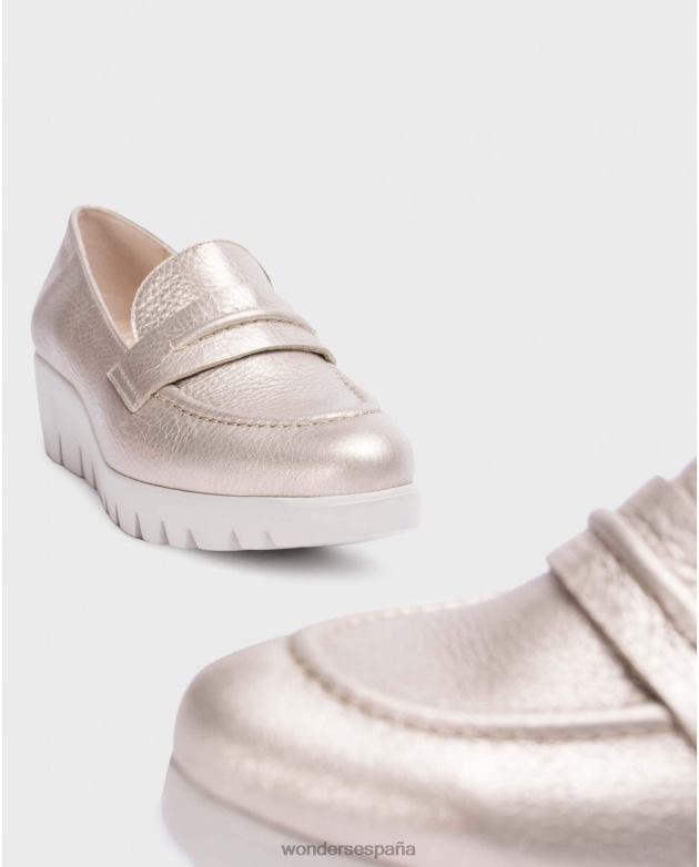 mocasín aros platino oro mujer Wonders 40486263 calzado