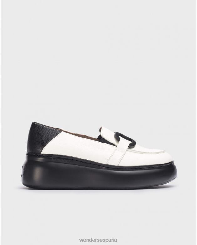 mocasín comienzo blanco leche/negro mujer Wonders 40486240 calzado