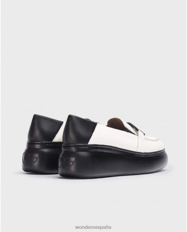 mocasín comienzo blanco leche/negro mujer Wonders 40486240 calzado
