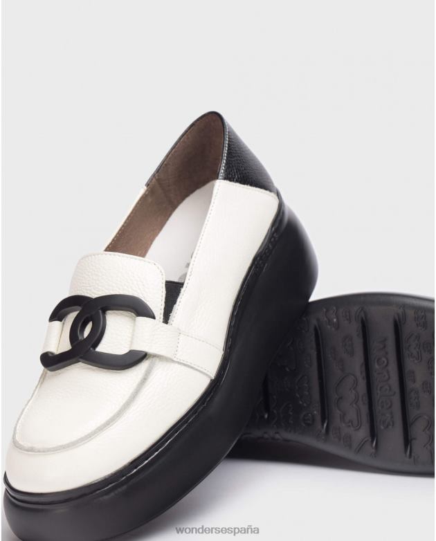 mocasín comienzo blanco leche/negro mujer Wonders 40486240 calzado