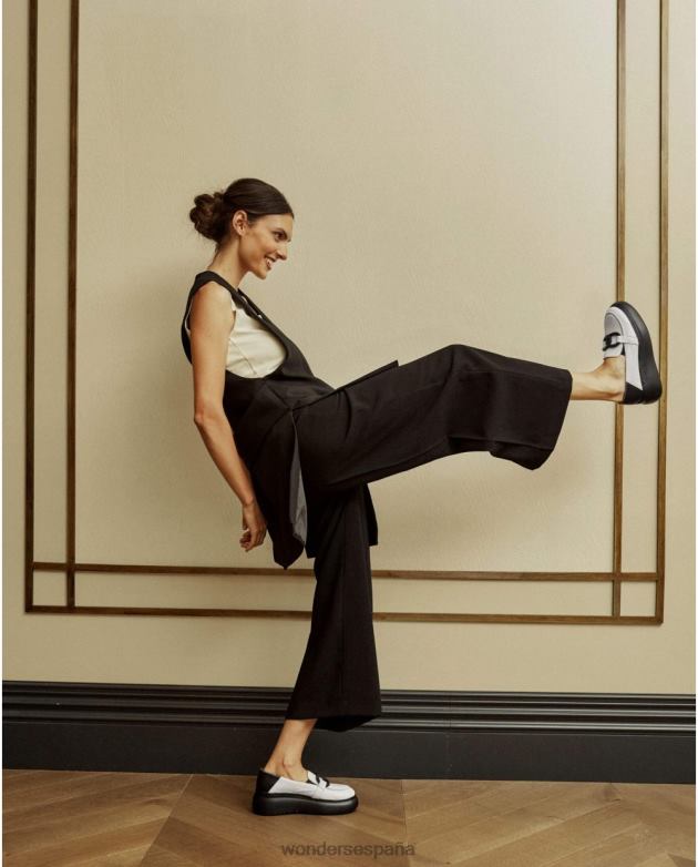 mocasín comienzo blanco leche/negro mujer Wonders 40486240 calzado