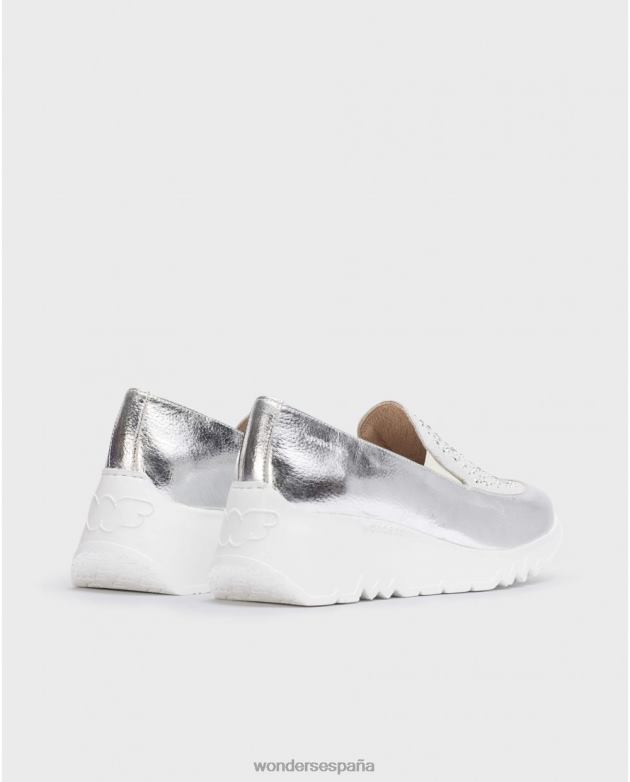 mocasín harrison plata/blan plata mujer Wonders 40486233 calzado