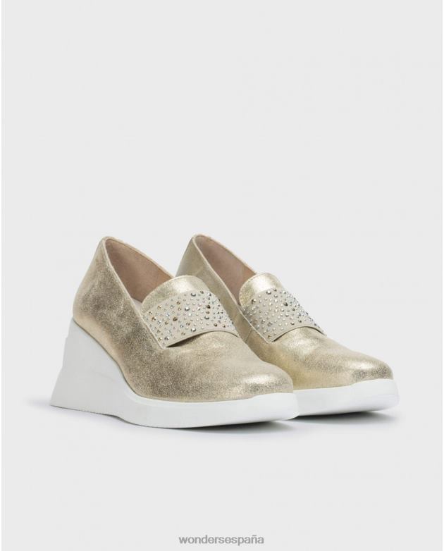 mocasín hueso platino oro mujer Wonders 4048668 calzado