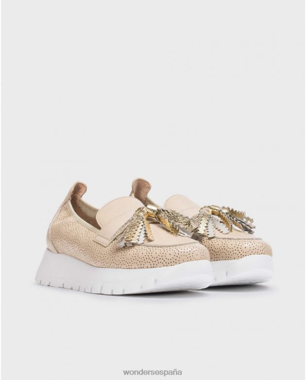 mocasín natur/gold natural materia mujer Wonders 40486177 calzado