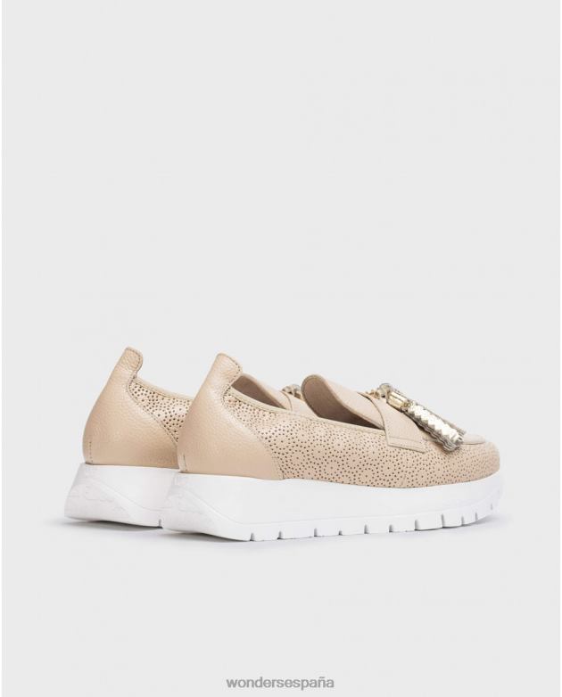 mocasín natur/gold natural materia mujer Wonders 40486177 calzado