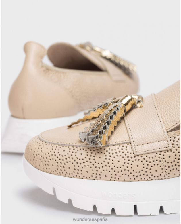 mocasín natur/gold natural materia mujer Wonders 40486177 calzado