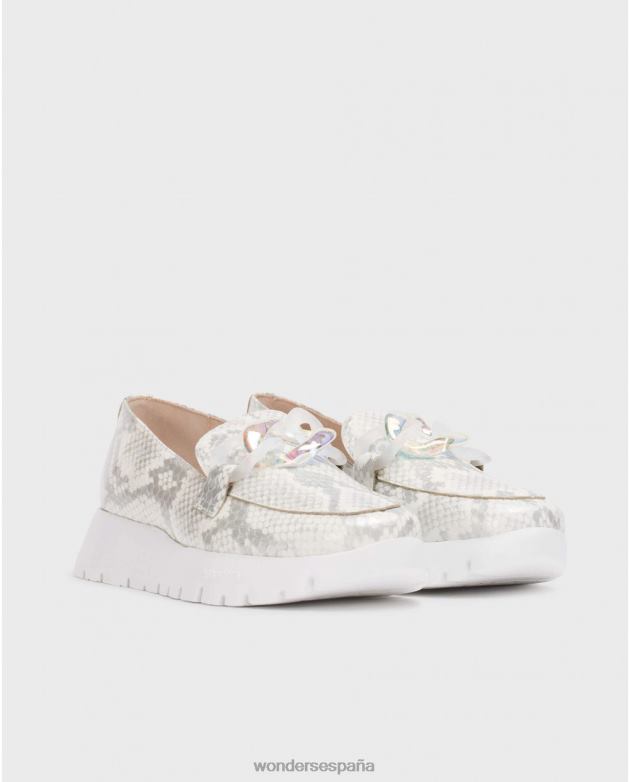 mocasín rosa blanco roto mujer Wonders 40486204 calzado
