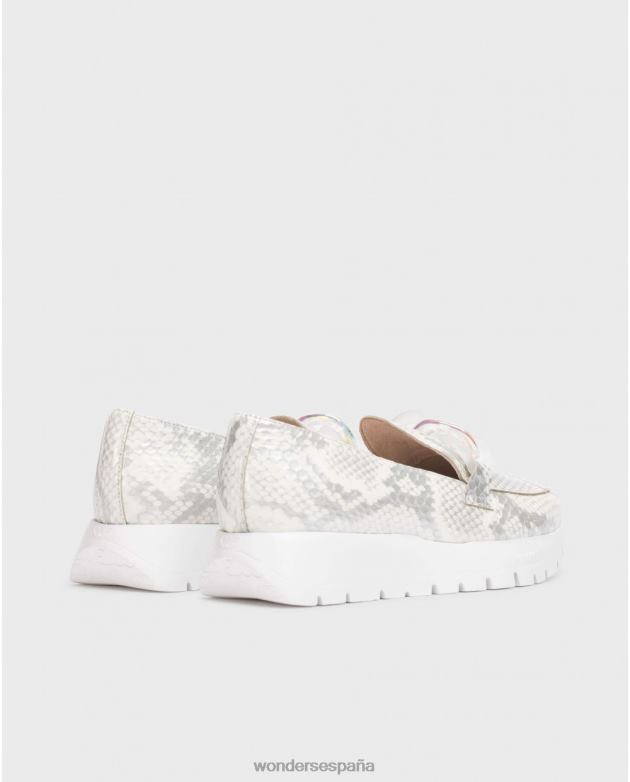 mocasín rosa blanco roto mujer Wonders 40486204 calzado