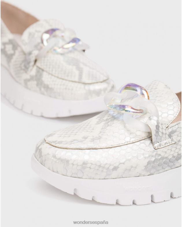 mocasín rosa blanco roto mujer Wonders 40486204 calzado