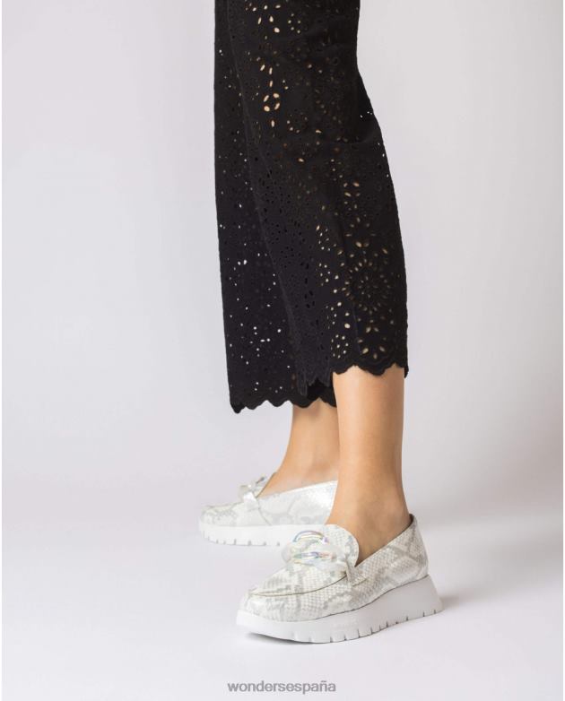 mocasín rosa blanco roto mujer Wonders 40486204 calzado