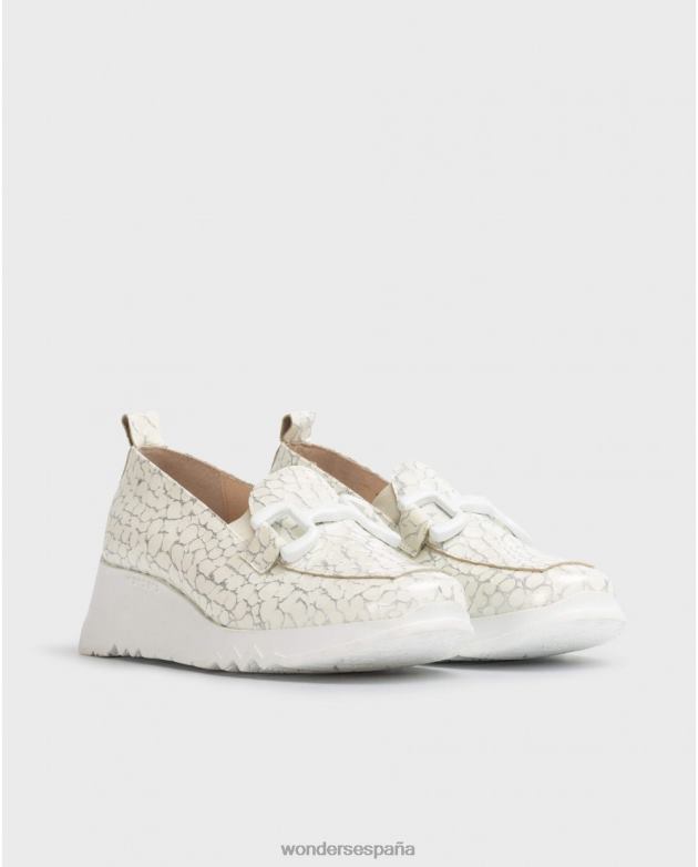 mocasín social blanco roto mujer Wonders 40486280 calzado