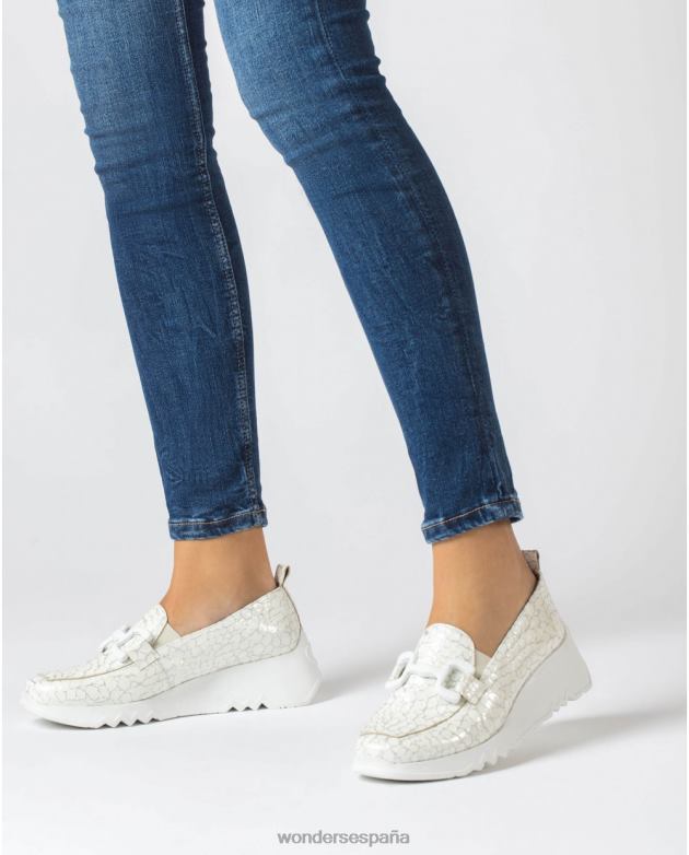 mocasín social blanco roto mujer Wonders 40486280 calzado