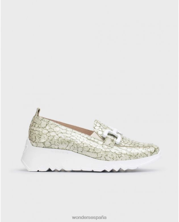 mocasín social verde aceite mujer Wonders 40486329 calzado