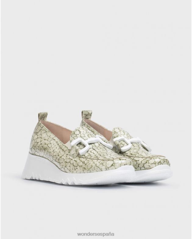 mocasín social verde aceite mujer Wonders 40486329 calzado