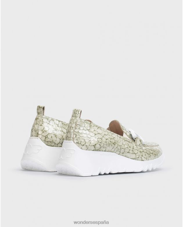 mocasín social verde aceite mujer Wonders 40486329 calzado