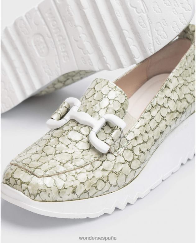 mocasín social verde aceite mujer Wonders 40486329 calzado