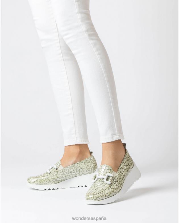 mocasín social verde aceite mujer Wonders 40486329 calzado