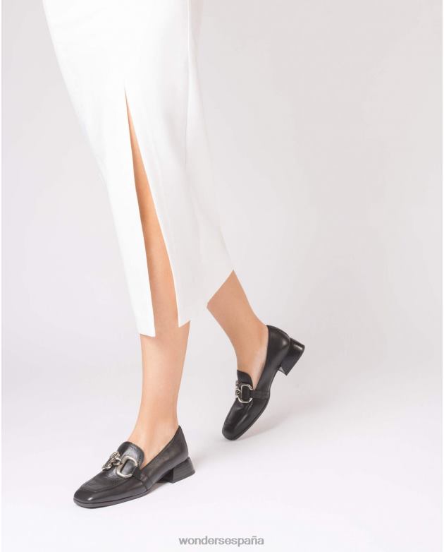 mocasin perri negro negro mujer Wonders 40486276 calzado