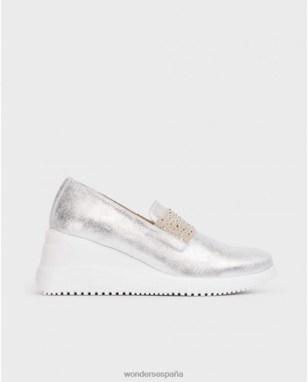 mocasin plata hueso plata mujer Wonders 4048667 calzado