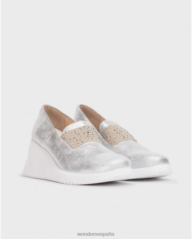 mocasin plata hueso plata mujer Wonders 4048667 calzado