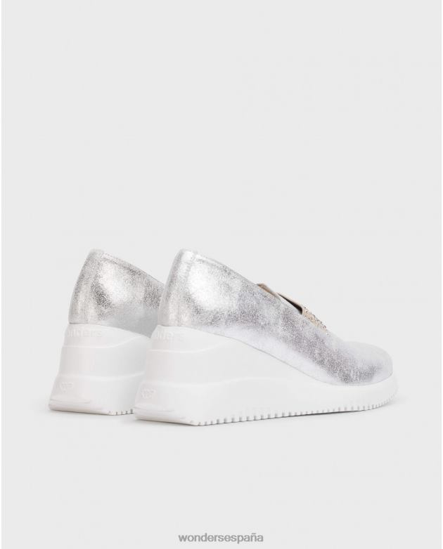 mocasin plata hueso plata mujer Wonders 4048667 calzado