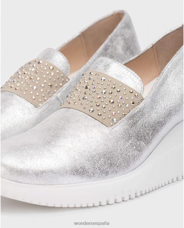 mocasin plata hueso plata mujer Wonders 4048667 calzado