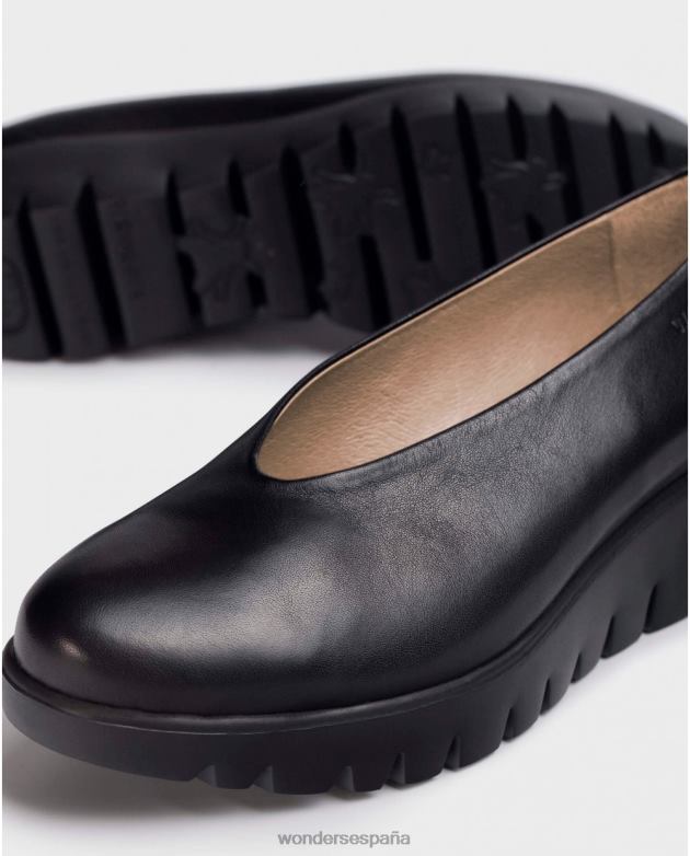 mocasín negro mosca negra mujer Wonders 40486333 calzado