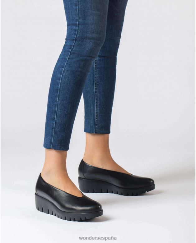 mocasín negro mosca negra mujer Wonders 40486333 calzado