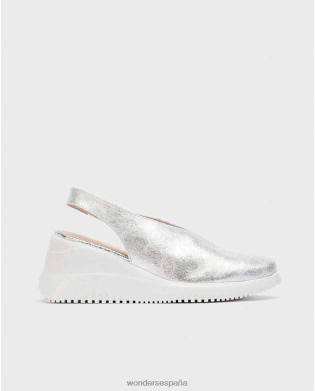 zapato cuña walter plata plata mujer Wonders 4048612 calzado