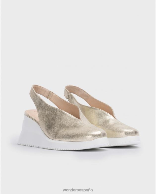 zapato cuña walter platino dorado mujer Wonders 4048613 calzado