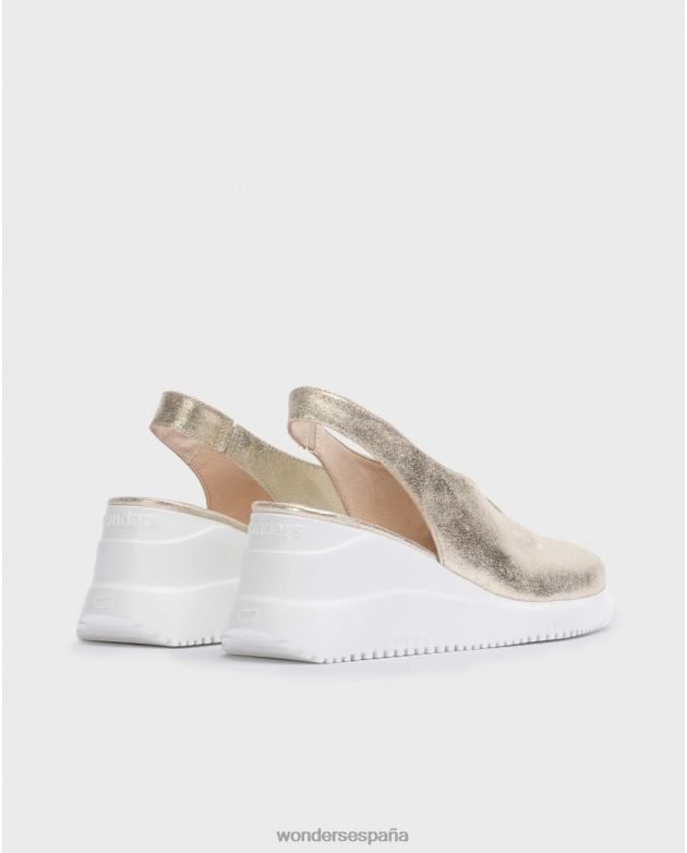 zapato cuña walter platino dorado mujer Wonders 4048613 calzado