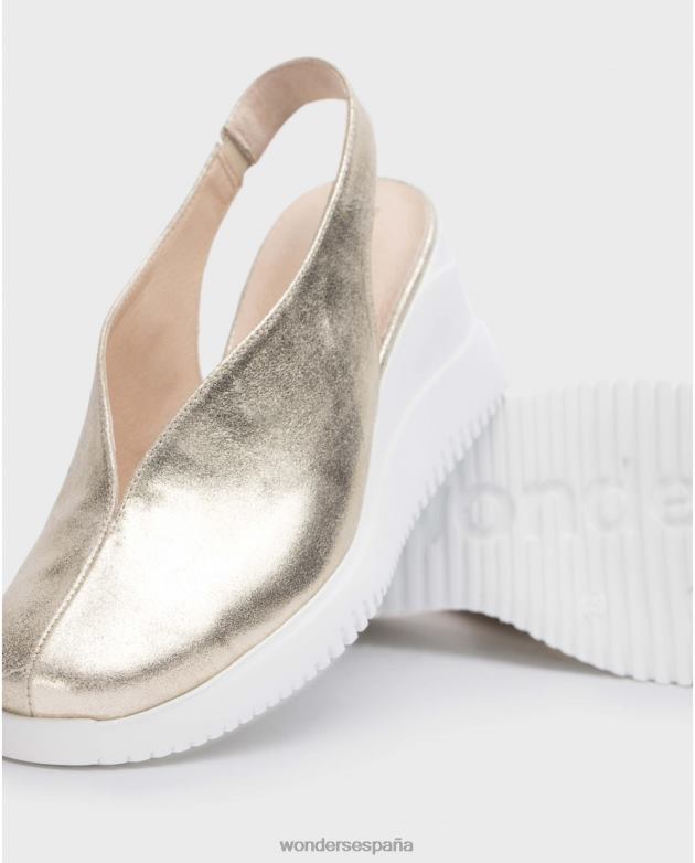 zapato cuña walter platino dorado mujer Wonders 4048613 calzado