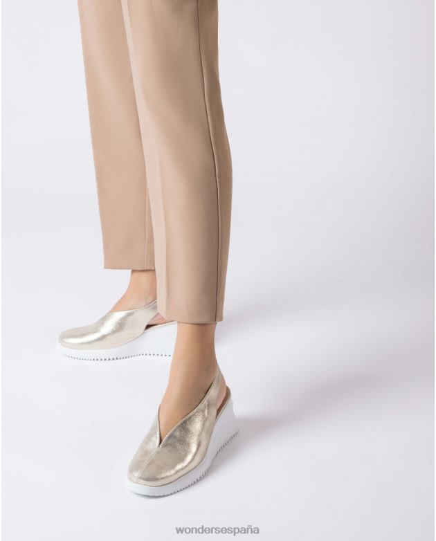 zapato cuña walter platino dorado mujer Wonders 4048613 calzado