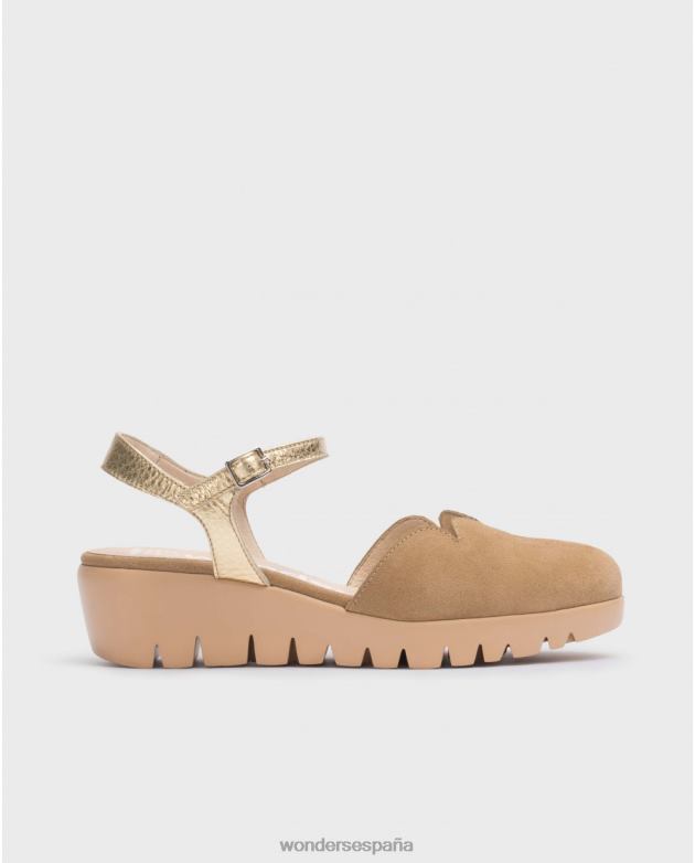 Sandalia caravaca marrón arena/oro mujer Wonders 4048648 calzado