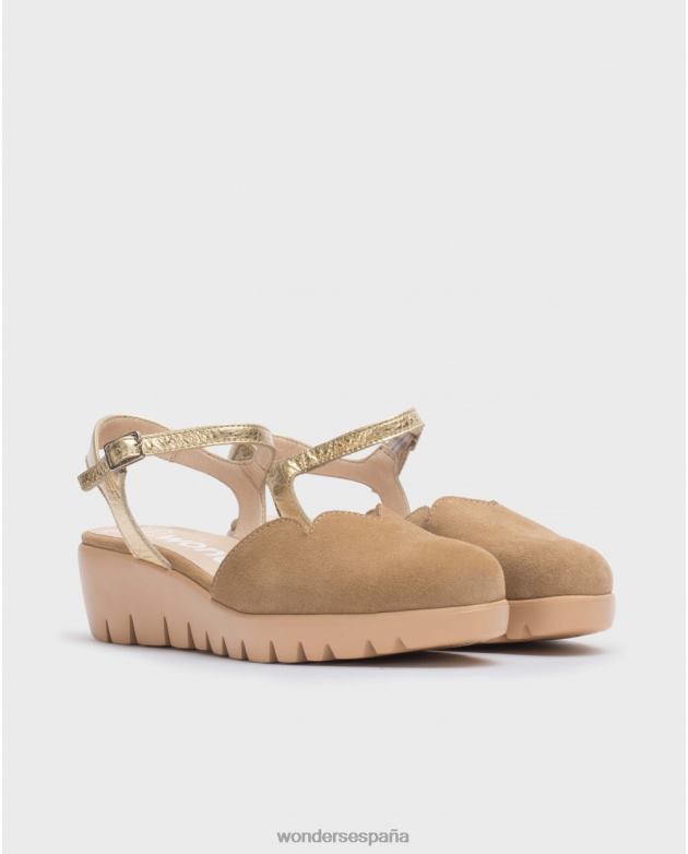 Sandalia caravaca marrón arena/oro mujer Wonders 4048648 calzado