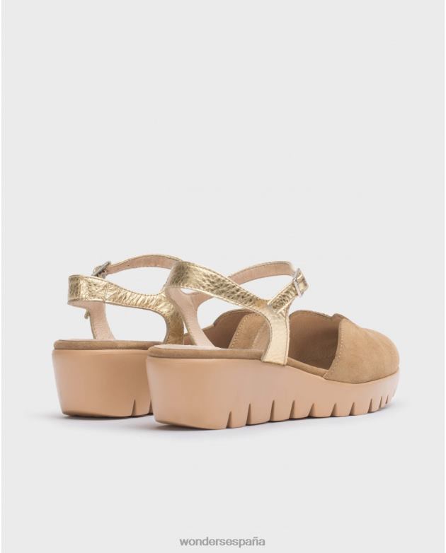 Sandalia caravaca marrón arena/oro mujer Wonders 4048648 calzado