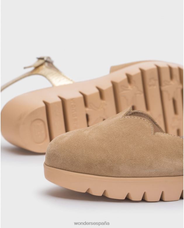 Sandalia caravaca marrón arena/oro mujer Wonders 4048648 calzado