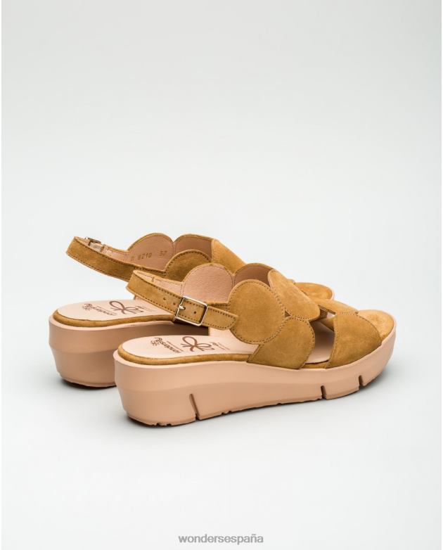 Sandalia de piel de ante color arena con detalle de círculo mujer Wonders 40486455 calzado